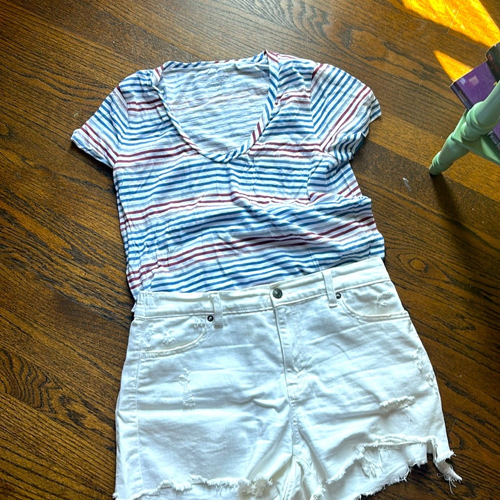 Caslon red white and blue striped t-shirt